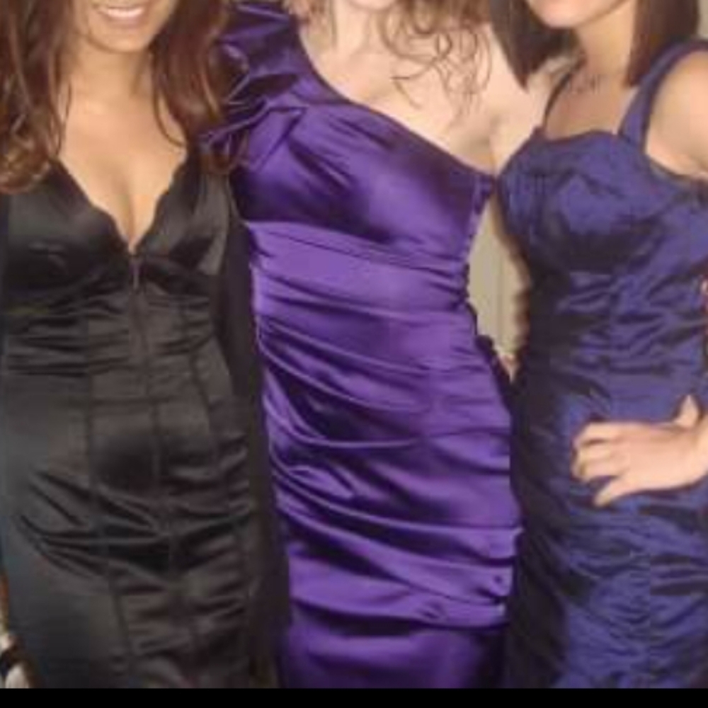 Purple Cache One Shoulder Ruffle Dress